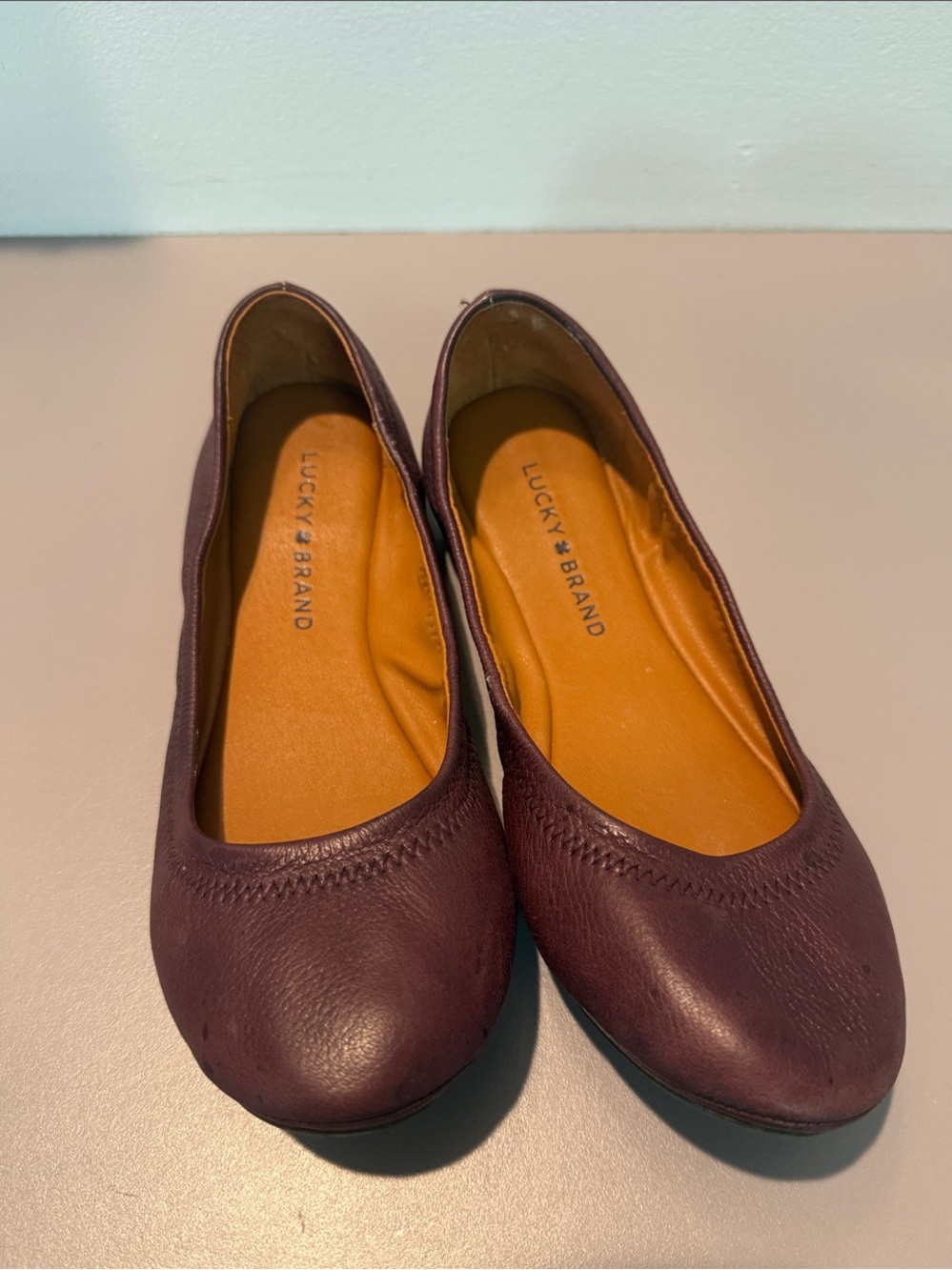 Lucky Brand Women's Dark Wine Leather Ballet Flats